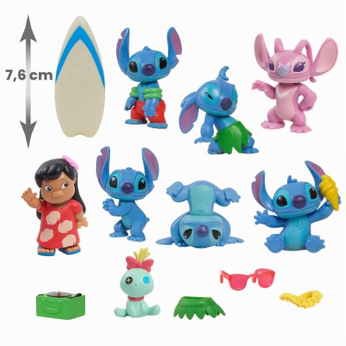 Figurines et accessoires LICENCE /STITCH Coffret Deluxe 13 figurines et accessoires Stitch dans 5 poses planche de surf - vue 7