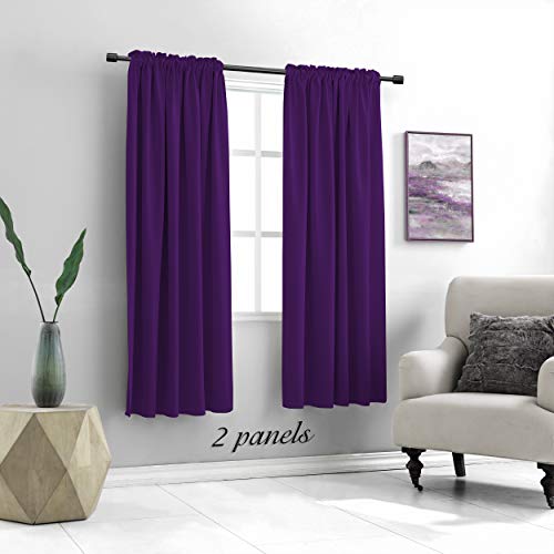 Image of DONREN Royal Purple Blackout Curtains for Bedroom - Thermal Insulated Rod Pocket Curtains for Living Room (42 x 63 Inch Length,1 Pair)