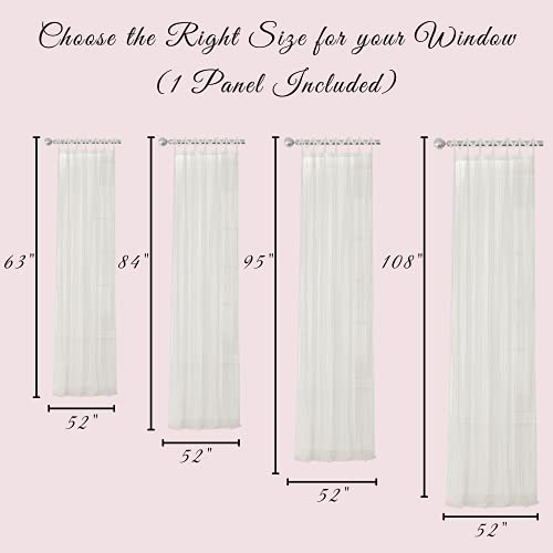 Elrene Home Fashions Greta Crushed Sheer Tie Tab Top Teen Kids Single Window Panel Curtain Drape, Purple, 50" X 95" #TOP6