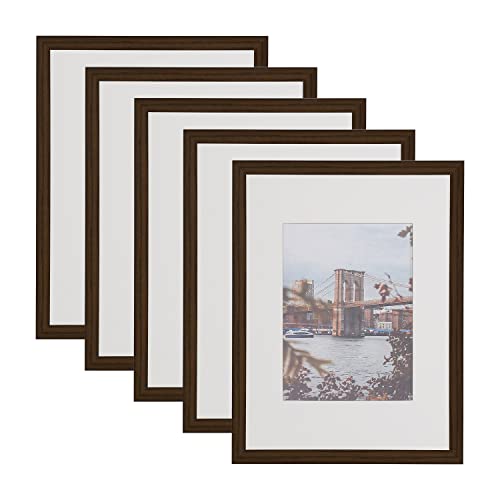 Hoture Photo Frame Set Of 5, Display Pictures With Pad Or Without Pad, Suitable For Hanging Wall Gallery Photo Frame (8X10, Brown Woodgrain) #TOP4