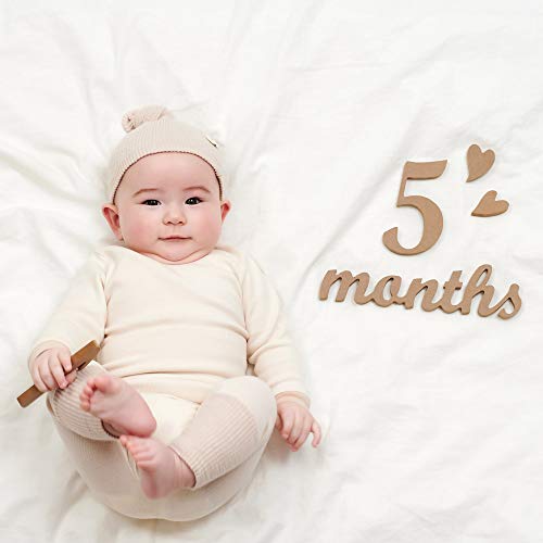 Image of MY LITTLE J Wooden Milestone Newborn Baby Announcement Monthly Sign (1 Set of 25 Markers)