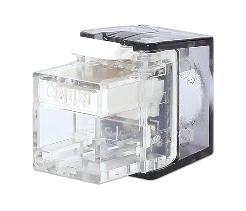 Intellinet Toolless Cat6 Keystone Jack with LED –25 Pack - UL Listed – RJ45 Female Modular UTP Ethernet Jack Insert -25 Dust Covers and Cable Ties Included–Lifetime Mfg Warranty– Transparent-791267