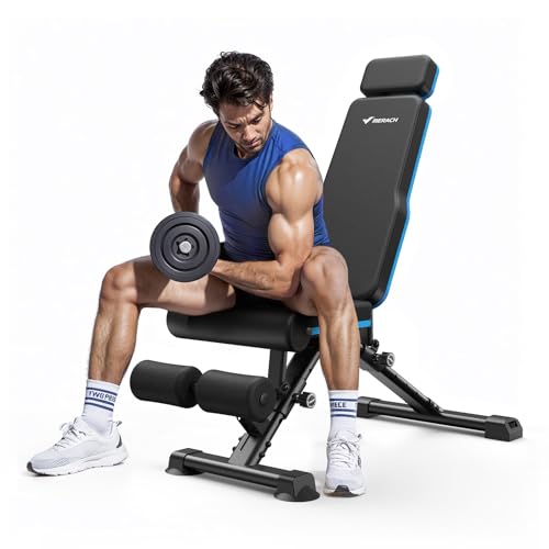 MERACH Hantelbank klappbar 450kg Belastbar mit Verlängerter Kopfstütze,72-fach Verstellbare Schrägbank,Multifunktionale Trainingsbank für Ganzkörper-Workout Zuhause MERACH Hantelbank klappbar 450kg Belastbar mit Verlängerter Kopfstütze,72-fach Verstellbare Schrägbank,Multifunktionale Trainingsbank für Ganzkörper-Workout Zuhause