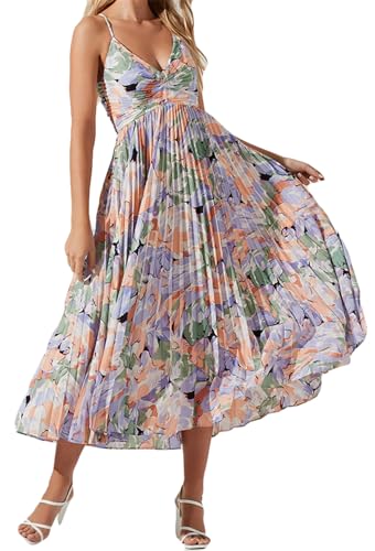 Image of Recious Womens Sexy Spaghetti Strap Sleeveless Printed Bodycon Pleated Party Clubwear Dress