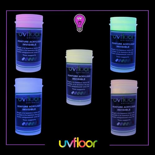 UV Floor – UV-Farbe, unsichtbar, Neonblau, speziell für Schwarzlicht und Ultraviolett, 365 nm, flüssig und hochpigmentiert, 100 ml