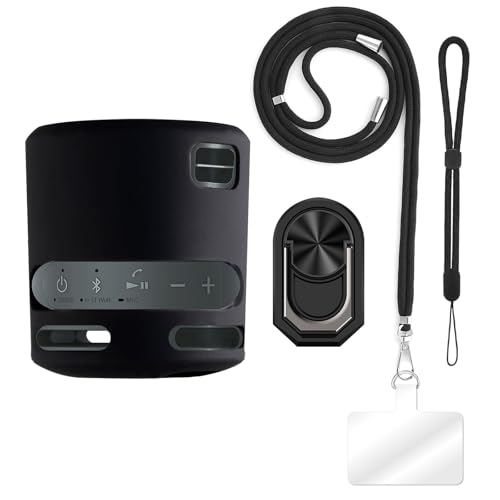 ESACMOT [4 in 1] �P�[�X Sony SRS-XB100 �Ƃ̌݊�������A�X�g���b�v�A���X�g�o���h�A�����O�t���A�ϏՌ��ی�J�o�[���s�p�Z�b�g (�u���b�N�Z�b�g)