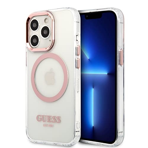 CG MOBILE Guess GUHMP13LHTRMP Coque Rigide pour iPhone 13 Pro/13 6,1" Contour métal Rose