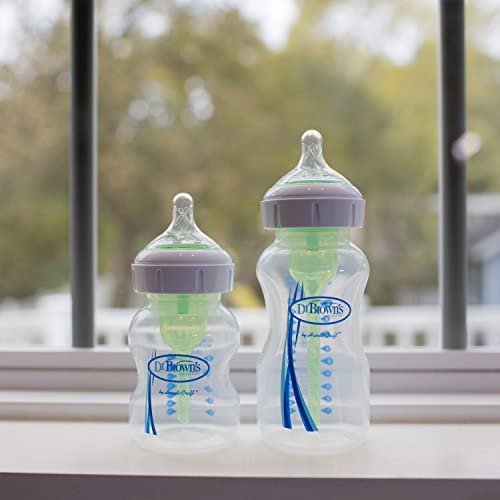 Dr. Brown’s Natural Flow® Level 2 Wide-Neck Baby Bottle Silicone Nipple, Medium Flow, 3M+, 100% Silicone Bottle Nipple, 6 Pack #TOP3