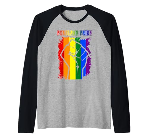 Portland Oregon LGBT Pride Month LGBTQ Rainbow Flag For Gay Raglan Baseball Tee