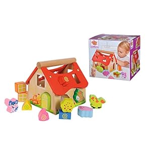 Eichhorn Holz Steckhaus, 15-teiliges Haus aus Kiefernholz, mit 12 Steck-Bausteinen, Motorikspielzeug für Kinder ab 1…