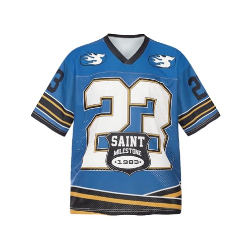 Arnodefrance Men's Y2K Jersey Street Graphic Quick-Dry Breathable Mesh Short Sleeve T-Shirt Athletic Loose Fit Tshirt Blue