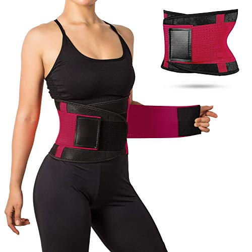 JRing - Cinturón de entrenamiento de cintura para espalda y espalda con cinturón ajustable doble para entrenamiento de fitness, unisex, color rosa, tamaño large