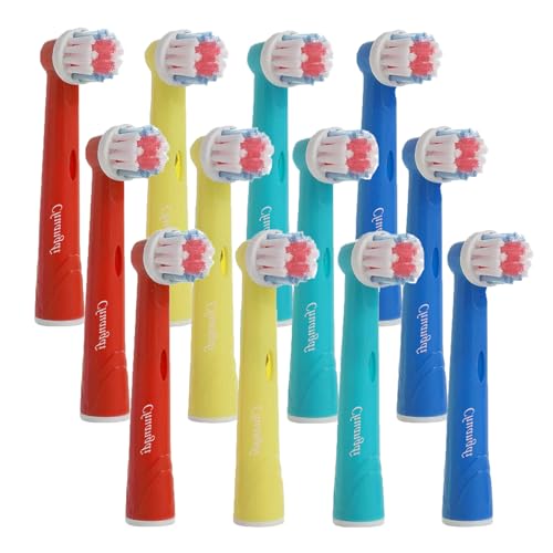 Chiinet Cabezales de cepillo de dientes eléctricos para niños compatibles con Oralb, 12 cabezales de cepillo de dientes eléctrico para niños, recambios de cabezales de cepillo de dientes para Oralb
