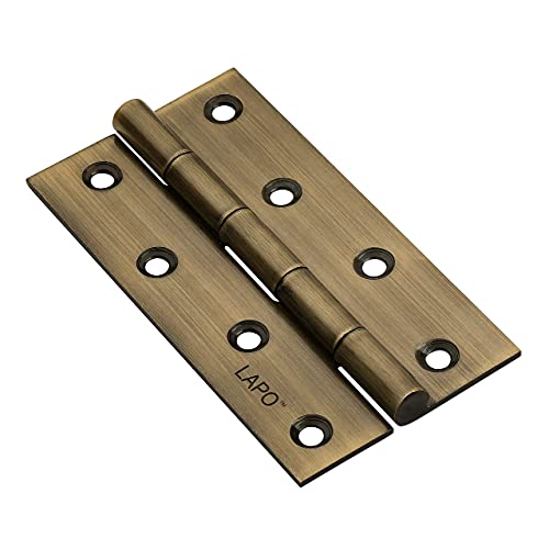 Image of LAPO Door Hinges, 4 Inch x 14 Gauge /1.8mm Thickness, Heavy-Duty Stainless-Steel Hinges, Noise-Free Operation, for Kitchen Doors, Cabinets & Windows, 5 Years Warranty, Antique Finish, Pack of 4