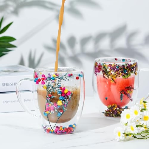 Image of Double Wall Glass Coffee Mugs - Glass Double Layer Tea & Coffee Cup Double Walled Glass Mugs for hot & Cold Drinks Coffee Tea Milk cappuchino Juice (350ML Mug, 2 Pieces) (MCV-3)