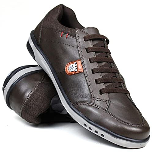 Sapatênis Casual Masculino Urban Couro Milão cor:Marrom;Tamanho:43