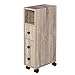 kleankin Armario de Baño Mueble Auxiliar para Baño Espacio Reducido con Ruedas Estantes Abiertos Armario Cajón 18x30x68,5 cm Madera Roble