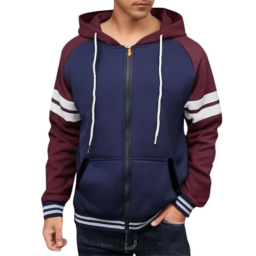 Ymosrh Men's Sweatshirt Hoodie Casual Zip Up Long Sleeve Pullover Hooded Sweatshirts with Pockets Streetwear, M-3XL