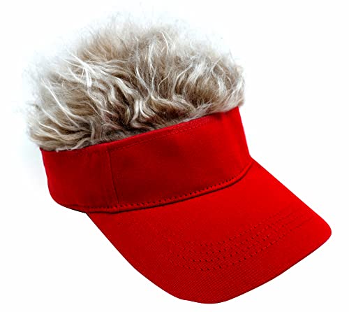 Image of Mens Visor with Hair Fake Hat with Hair for Men Funny Golf Hats Wig Hat Spiked Adjustable Baseball Cap