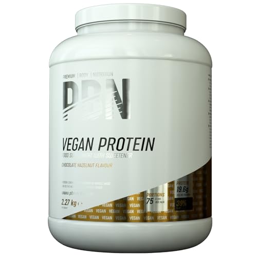 Premium Body Nutrition - Bote de proteínas para veganos, 2.27 kg (Paquete de 1), sabor Chocolate con Avellanas