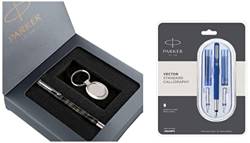 Image of Parker Roller Ball Pen Gift Set Calligraphy CT Fountain Pen (Blue), 7 Piece Set