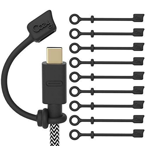 Cozy USB Caps for USB-C Cables with Dust Protection, Tether, Protects During Travel, Portable, Designed By Cozy (USB-C - Black - 10 Pack) by Cozy - Used condition - US$12.89