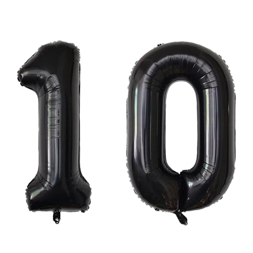 Image of Number Balloons Black Party Balloon - Giant Number 10 Balloon, 40 Inch Large Balloon for 10th Birthday Decorations, Black Party Supplies for Men Women