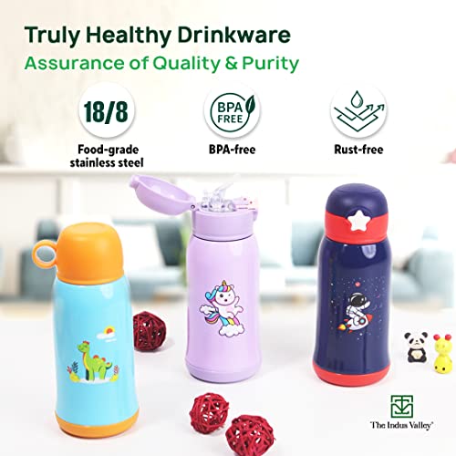 Image of The Indus Valley Pro-Hydro Vacuum Insulated Kids Sippy with 2 Lids | Food Grade Stainless Steel | Leak Proof | BPA Free (450 ml, Light Blue)