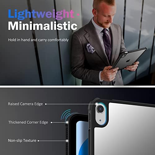 TiMOVO Case for iPad 10th Generation Case 2022, iPad 10th Gen 10.9 inch Case, iPad Case 10th Generation, Shockproof TPU Frame Cover with Clear PC Back, Black