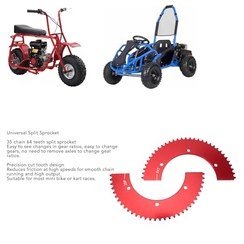 Universelles Geteiltes Kettenrad, 35 Kette, 64 Zähne, Geteiltes Kettenrad Hinten, Ersatz für 212, 196, 6,5 PS, 7,0 PS, Mini-Fahrrad, Go-Kart, Geteiltes Kettenrad