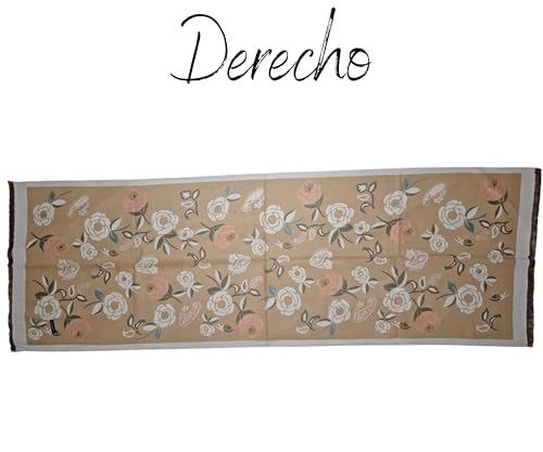Écharpe large à imprimé roses ocre en taille L | Douceur automne-hiver