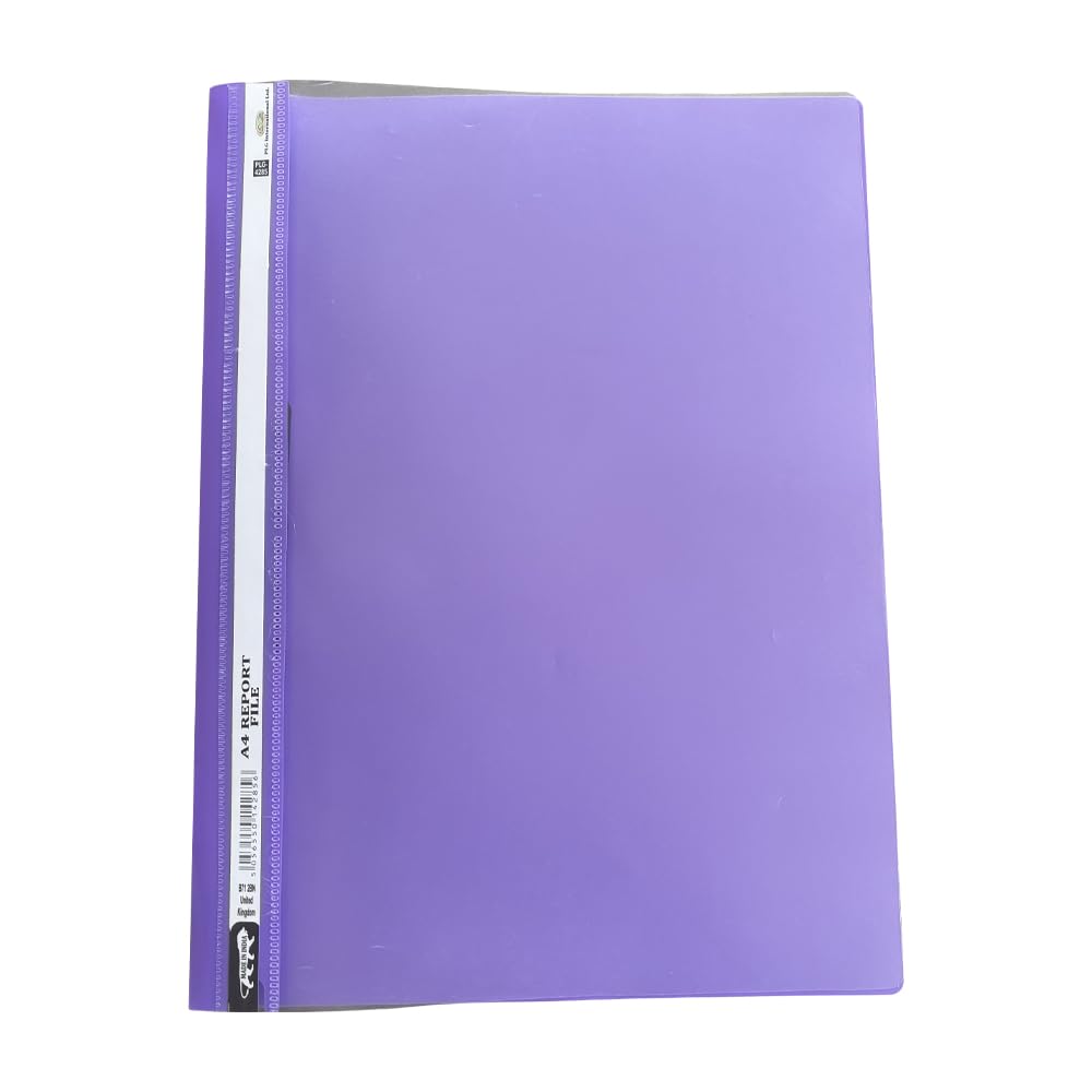 JMS we create smile (Pack of 50) A4 Purple Project Report Folder Files with Transparent Cover for Presentations – Paper Document Organiser Plastic Folder (Purple)
