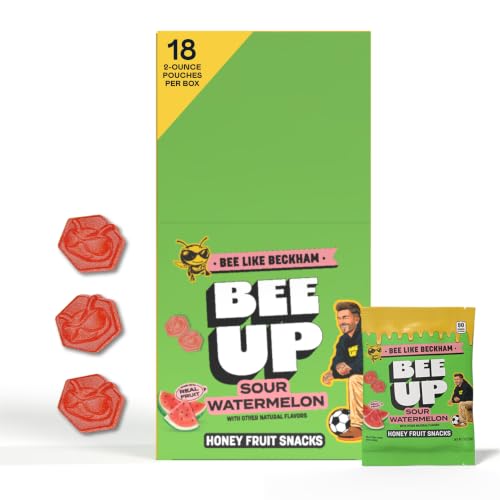 BEEUP Honey Fruit Snacks, Sour Watermelon, 2 Ounce Pouches (Pack of 18)