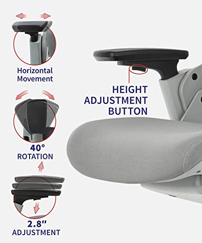Clatina Ergonomic High Swivel Executive Chair With Adjustable Height 3D Arm Rest Lumbar Support And Upholstered Back For Home Office Grey Bifma Certification No. 5.1 #TOP2