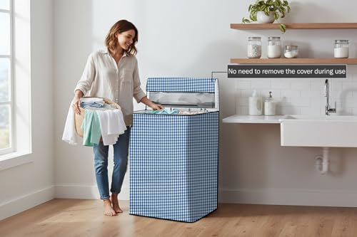 Image of Stylista Top Load Fully Automatic Washing Machine Cover Suitable for Lloyd 6.5 kg, 7 kg & 7.2 kg Pin Check Pattern Blue