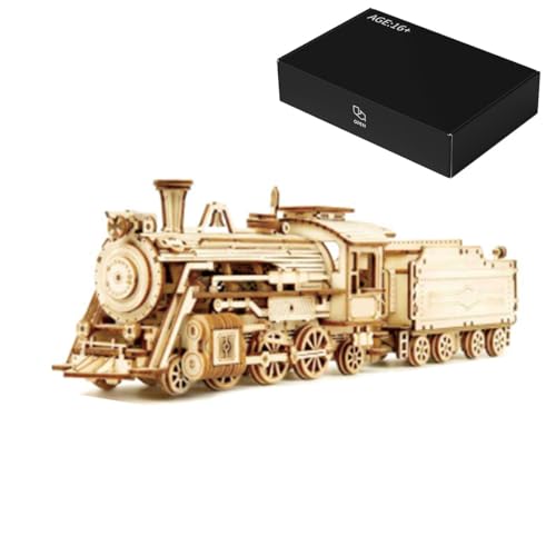 Puzzle 3D en bois modèle de train à vapeur classique et kit de modèle de voiture vintage pour adultes
