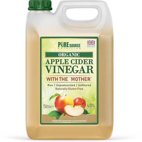 Apple Cider Vinegar with Mother 100% Natural Applecider Weight Loss Detox for Cooking Salad Dressings Marinating Health Benefits Vegan and Vegetarian & Unfiltered (5 Litre)