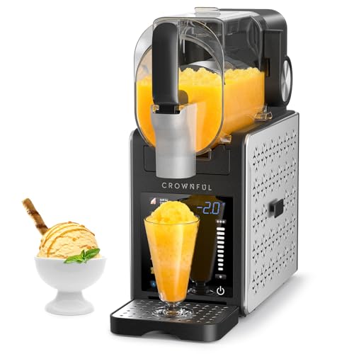CROWNFUL 6 IN1 Slushie Machine, 3L Large Capacity(1.89L Liquid Fill) Frozen Drink Maker, No Ice Needed, Soft Serve Ice Cream Machine with 6 Presets & Auto-Clean for Home & Parties