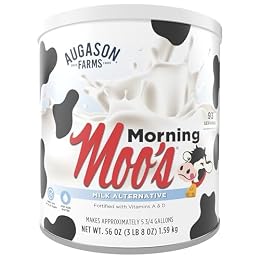 Morning Moo’s Milk Alternative Can, 93 Servings, 20 Year Shelf Life, Certified Gluten Free - Canned Vitamin-Fortified Whey-Based Milk Powder for Drinking and Baking, Emergency Food Supplies
