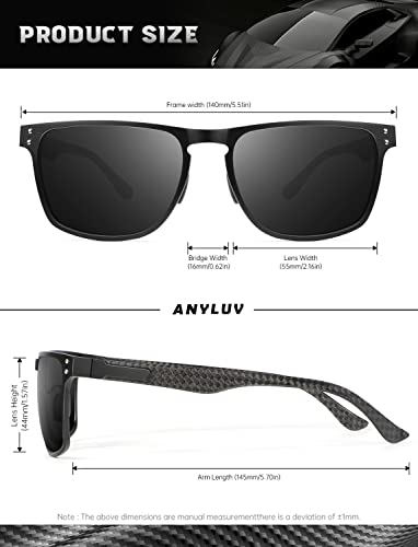 Anyluv Polarized Mens Sunglasses, Upgraded Square Sun Glasses Carbon Fiber Temple Driving With Uv Protection #TOP5