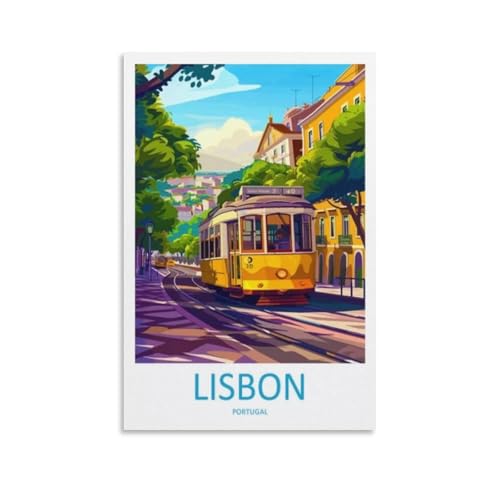 Lisbon Art Travel Poster Canvas Wall Art 24x36in