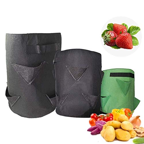 Preisvergleich Produktbild BBGSFDC Breite Anwendung Garten Erdbeere-Pflanzer Pflanzbeutel Sämling Töpfe Startseite Non Woven Blumen Veg Samen Tomatenpflanztasche leicht zu bedienen (Color : Green, Size : 7gallon)