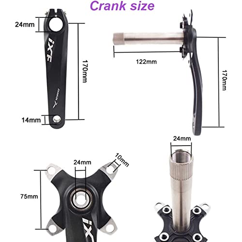 Bucklos 104 Bcd 32T 34T 36T 38T Mountain Bike 170Mm Crankset, Aluminum Alloy Mtb Crank Set Round Oval Narrow Wide Chainring Bottom Bracket Bolts, Fit Shimano, Fsa Gaint #TOP4