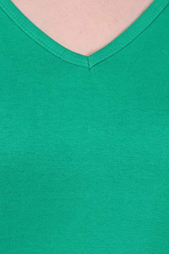 Image of FLEXIMAA Women's Cotton Plain V Neck Half Sleeve T-Shirt