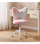 chairus Enfant Chaise de Bureau Pivotante en Fausse Fourrure Ergonomique Réglable en Hauteur Chai...