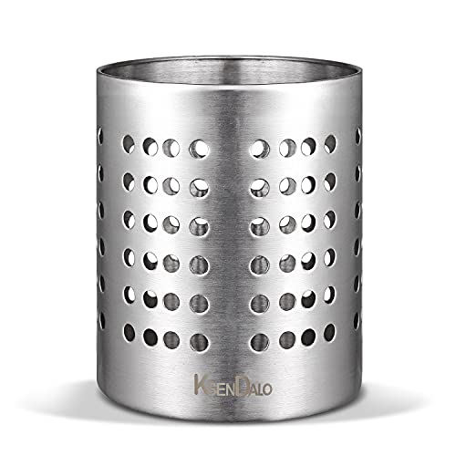 KSENDALO SUS304 Small Stainless Steel Utensil Holder for Countertop, Silver