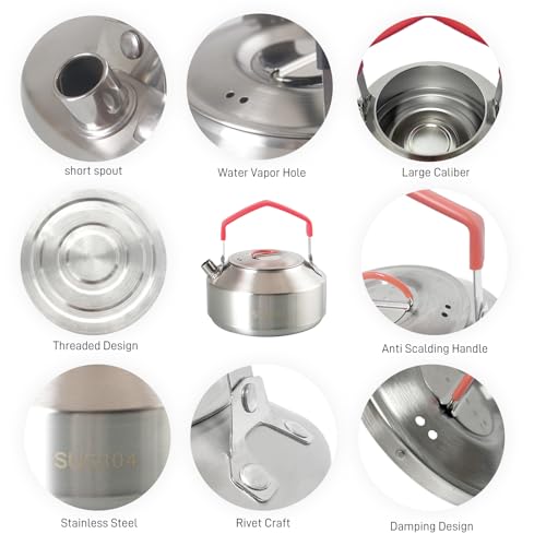 XFGSYXS 1L Camping Kettle, Stainless Steel Portable Campfire Kettle for Open Fire, Outdoor Camp Tea Coffee Pot for Stove Top, Backpacking, Hiking, Picnic and Traveling - Image 4