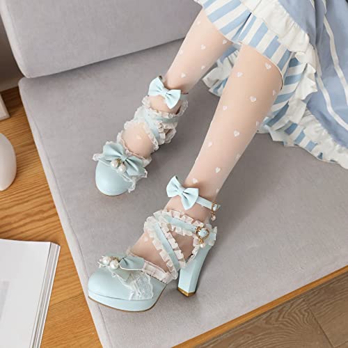 Chaussures de mariée bleues et romantiques pour fête