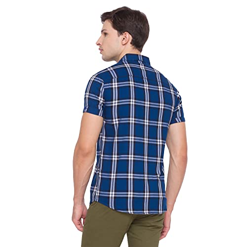 Image of Spykar Men's Slim Shirt (8907966635388 Teal Blue 2XL)