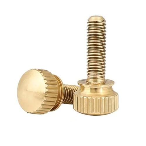 MIKFESPO 2/5pcs M3 M4 M5 M6 Lenght 6-25mm Brass Thumb Screw Hand Tighten Brass Knurled Screws Copper Twist Knurled Bolts Computer Chass Bolts(M6x20 2pcs)